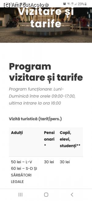 [P05] Tarife si servicii Salina Turda.

Macar se observa ca n-au mai umblat la preturi, sunt aceleasi din 2021. » foto by raluca banu
 - 
<span class="allrVoted glyphicon glyphicon-heart hidden" id="av1357238"></span>
<a class="m-l-10 hidden" id="sv1357238" onclick="voting_Foto_DelVot(,1357238,11779)" role="button">șterge vot <span class="glyphicon glyphicon-remove"></span></a>
<a id="v91357238" class=" c-red"  onclick="voting_Foto_SetVot(1357238)" role="button"><span class="glyphicon glyphicon-heart-empty"></span> <b>LIKE</b> = Votează poza</a> <img class="hidden"  id="f1357238W9" src="/imagini/loader.gif" border="0" /><span class="AjErrMes hidden" id="e1357238ErM"></span>