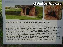 [P23] Traseul Celor Trei Fortificatii Alba Iulia  - panou explicativ - tunelul de acces catre platforma de artilerie » foto by biancuta
 - 
<span class="allrVoted glyphicon glyphicon-heart hidden" id="av72379"></span>
<a class="m-l-10 hidden" id="sv72379" onclick="voting_Foto_DelVot(,72379,18888)" role="button">șterge vot <span class="glyphicon glyphicon-remove"></span></a>
<a id="v972379" class=" c-red"  onclick="voting_Foto_SetVot(72379)" role="button"><span class="glyphicon glyphicon-heart-empty"></span> <b>LIKE</b> = Votează poza</a> <img class="hidden"  id="f72379W9" src="/imagini/loader.gif" border="0" /><span class="AjErrMes hidden" id="e72379ErM"></span>